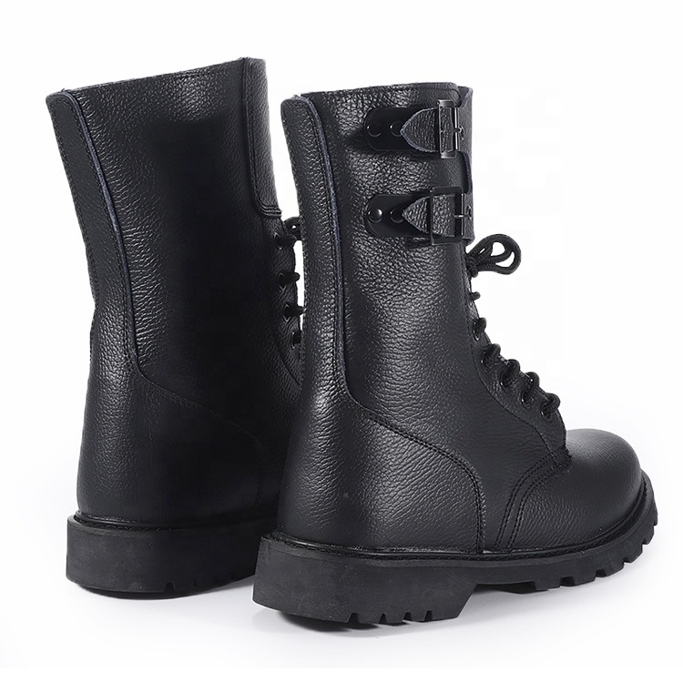 Waterproof Outdoor Full Grain Leather Safety Boots Men Anti-slipTactical Boots With Rubber Outsole