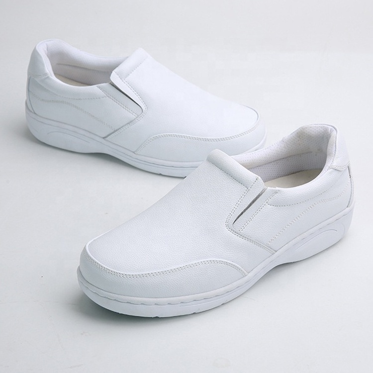 Four Seasons Round Head Adult Women Low Cut Casual Comfortable Leather Nurse Shoes Classic Series White Medical Work Shoes Men