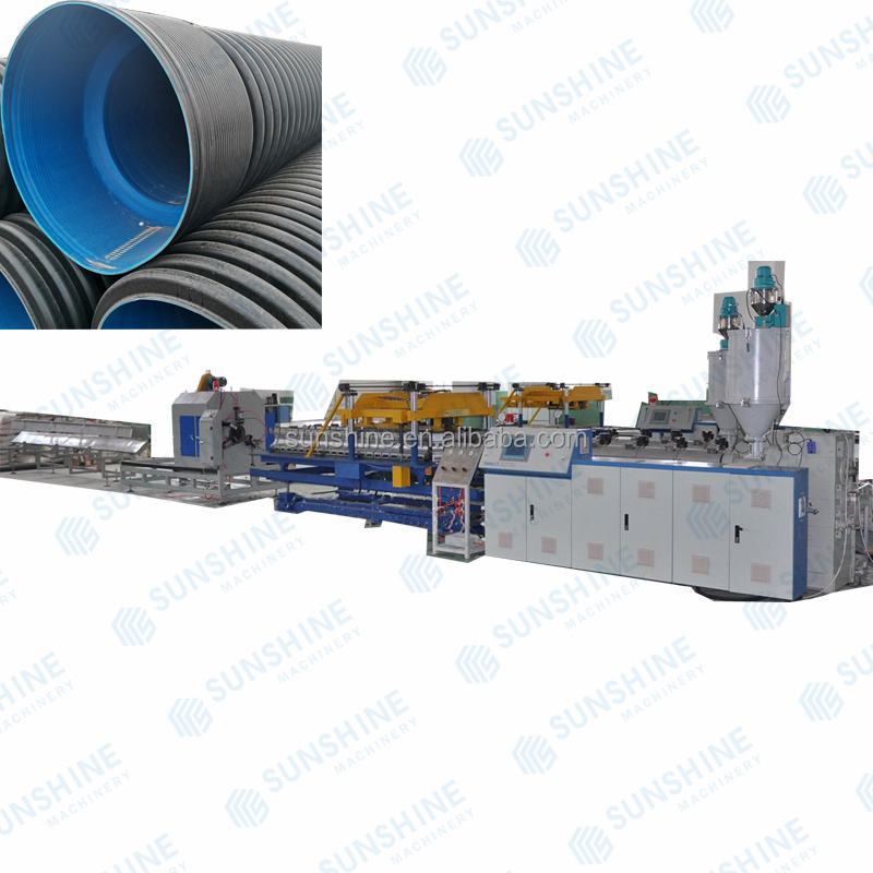 HDPE PP PVC double wall corrugated pipe production line