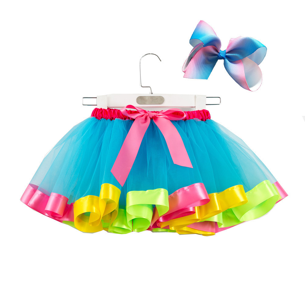 Little Girls Rainbow Tutu Skirt with Butterfly knot tire dance tutu dresses for girls kids