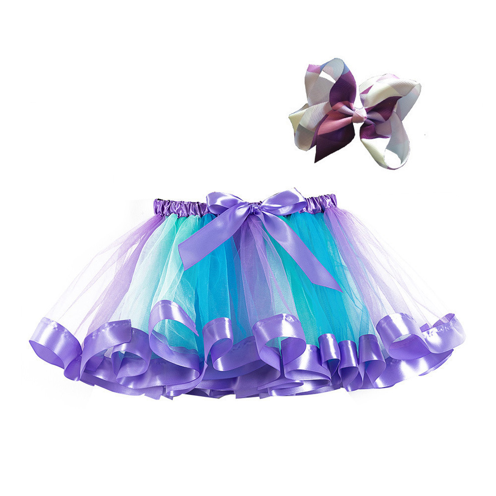 Little Girls Rainbow Tutu Skirt with Butterfly knot tire dance tutu dresses for girls kids