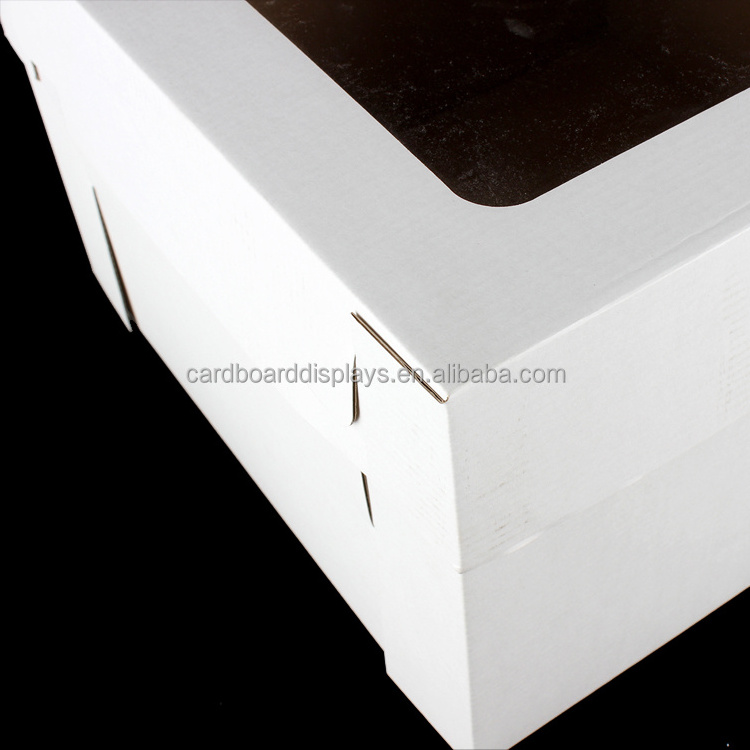 Hot Sales White Corrugated Cake Box Square Tall Cake Box with PVC Window