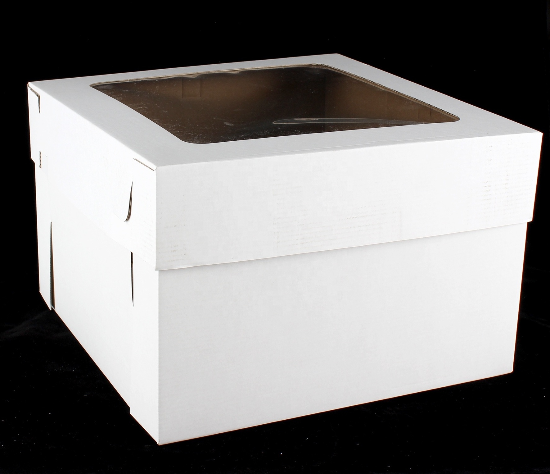 Hot Sales White Corrugated Cake Box Square Tall Cake Box with PVC Window