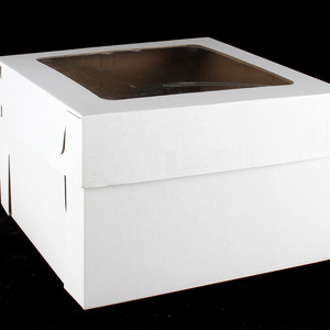 Hot Sales White Corrugated Cake Box Square Tall Cake Box with PVC Window