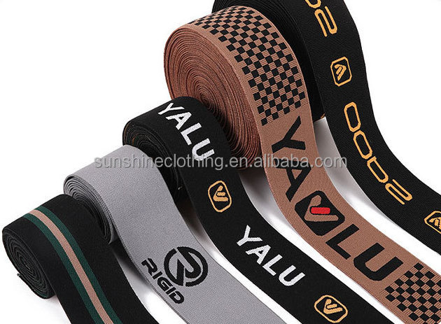 custom logo design brand underwear  jacquard woven knitted wide elastic band for clothes