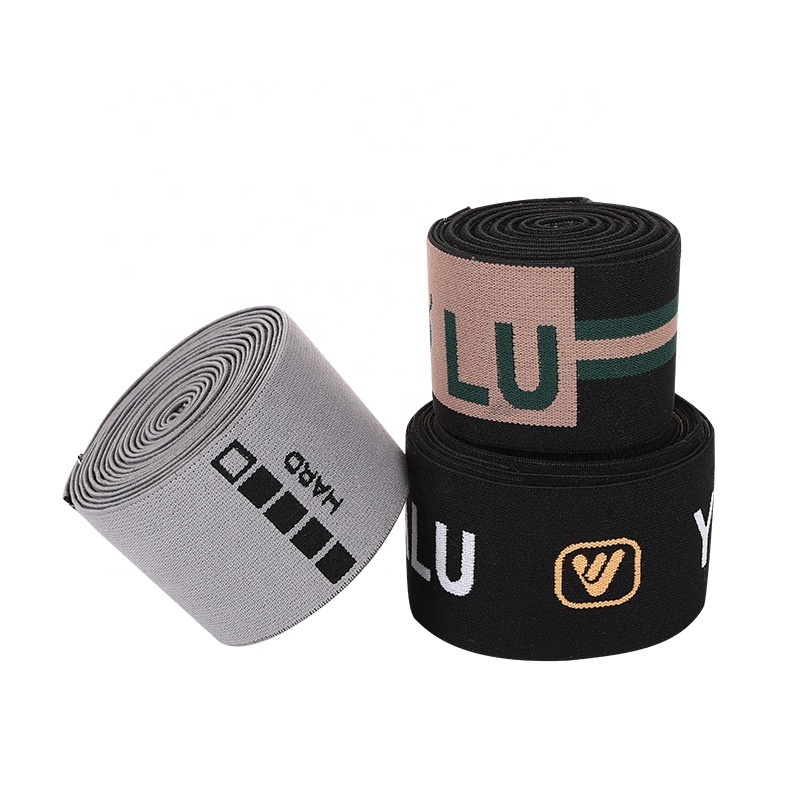 custom logo design brand underwear  jacquard woven knitted wide elastic band for clothes