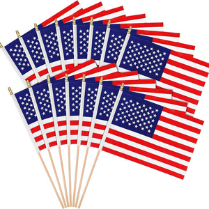 Sunshine Handheld American Stick Flags Great Wooden Stick usa hand flag American Flags for Decorations