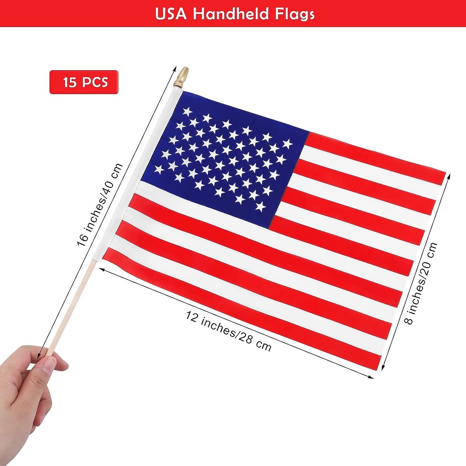 Sunshine Handheld American Stick Flags Great Wooden Stick usa hand flag American Flags for Decorations