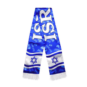 Sunshine Hot Selling Promotional Souvenir Custom Design Country Flag Scarf Satin Cheap Football Club Fan Israel Flag Scarf