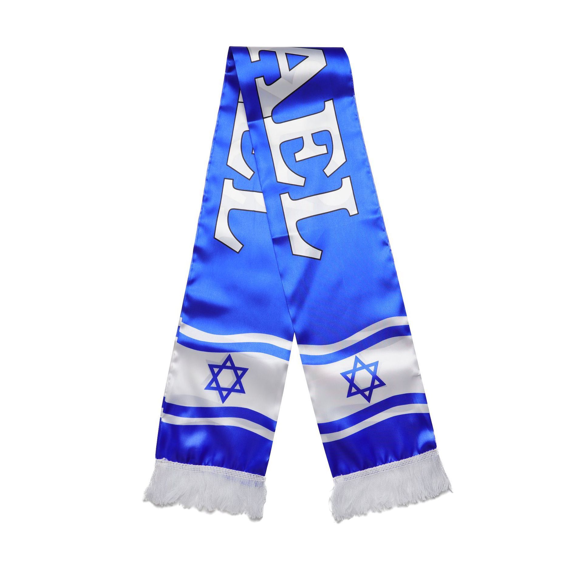 Sunshine Hot Selling Promotional Souvenir Custom Design Country Flag Scarf Satin Cheap Football Club Fan Israel Flag Scarf