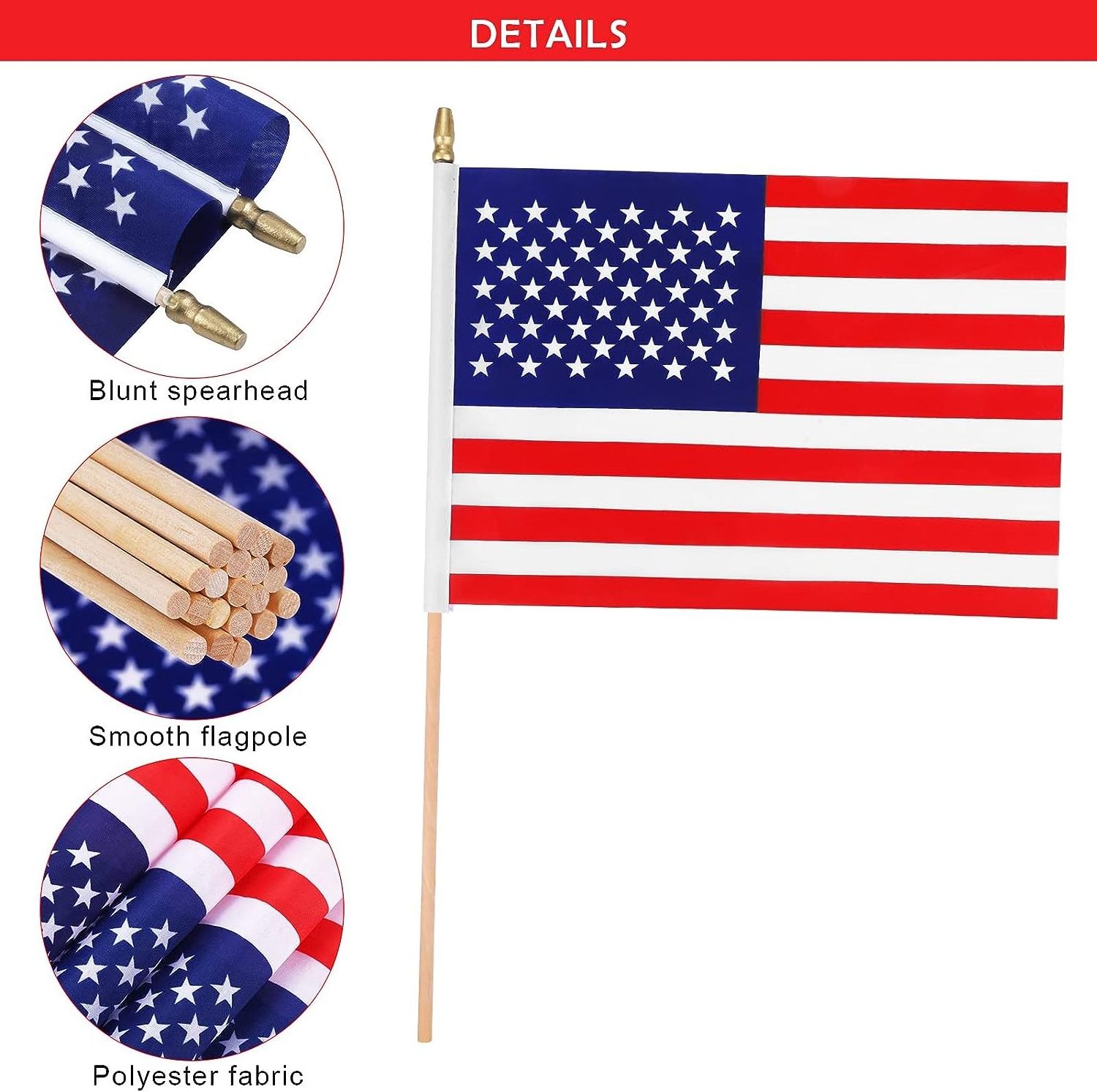 Sunshine Handheld American Stick Flags Great Wooden Stick usa hand flag American Flags for Decorations