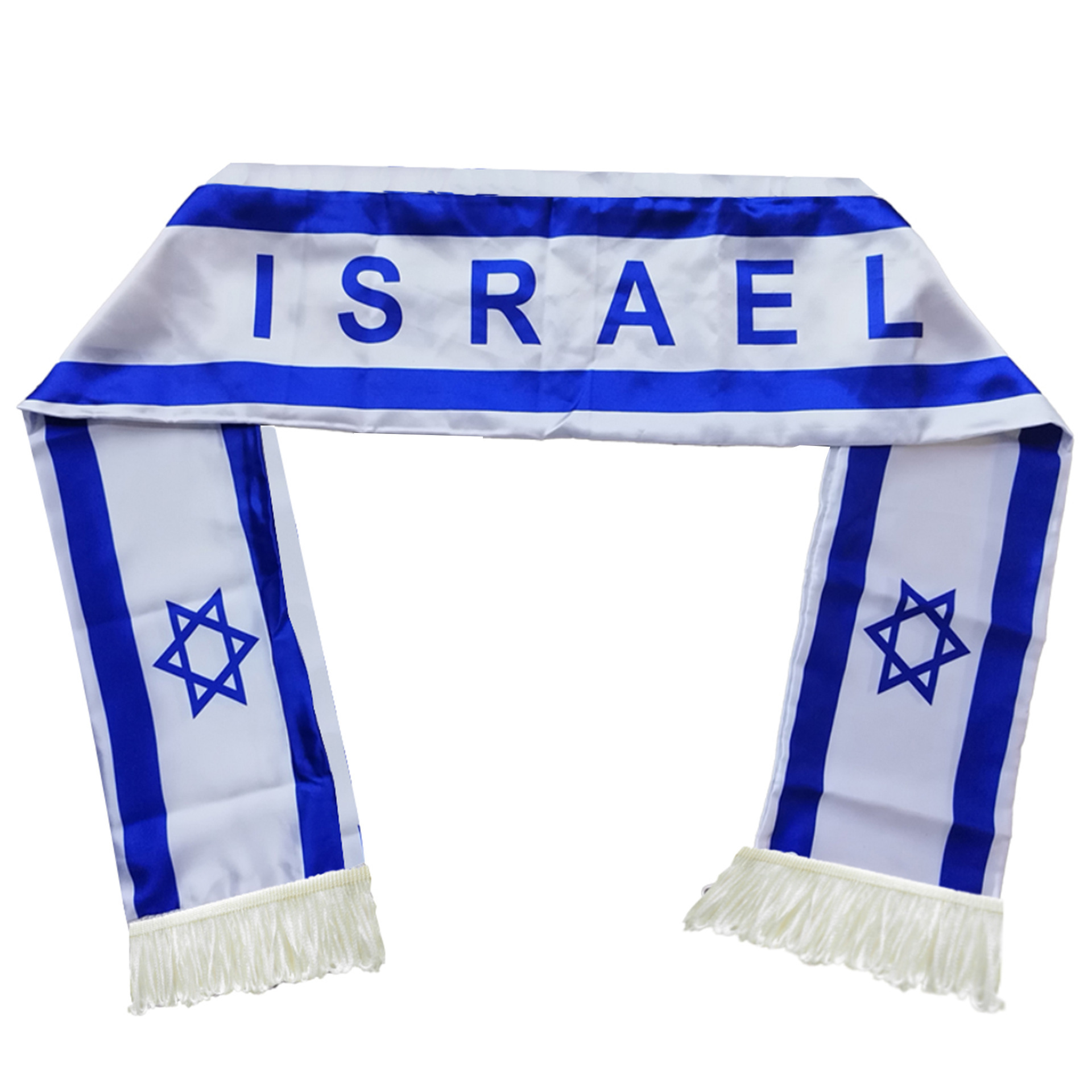 Sunshine Hot Selling Promotional Souvenir Custom Design Country Flag Scarf Satin Cheap Football Club Fan Israel Flag Scarf