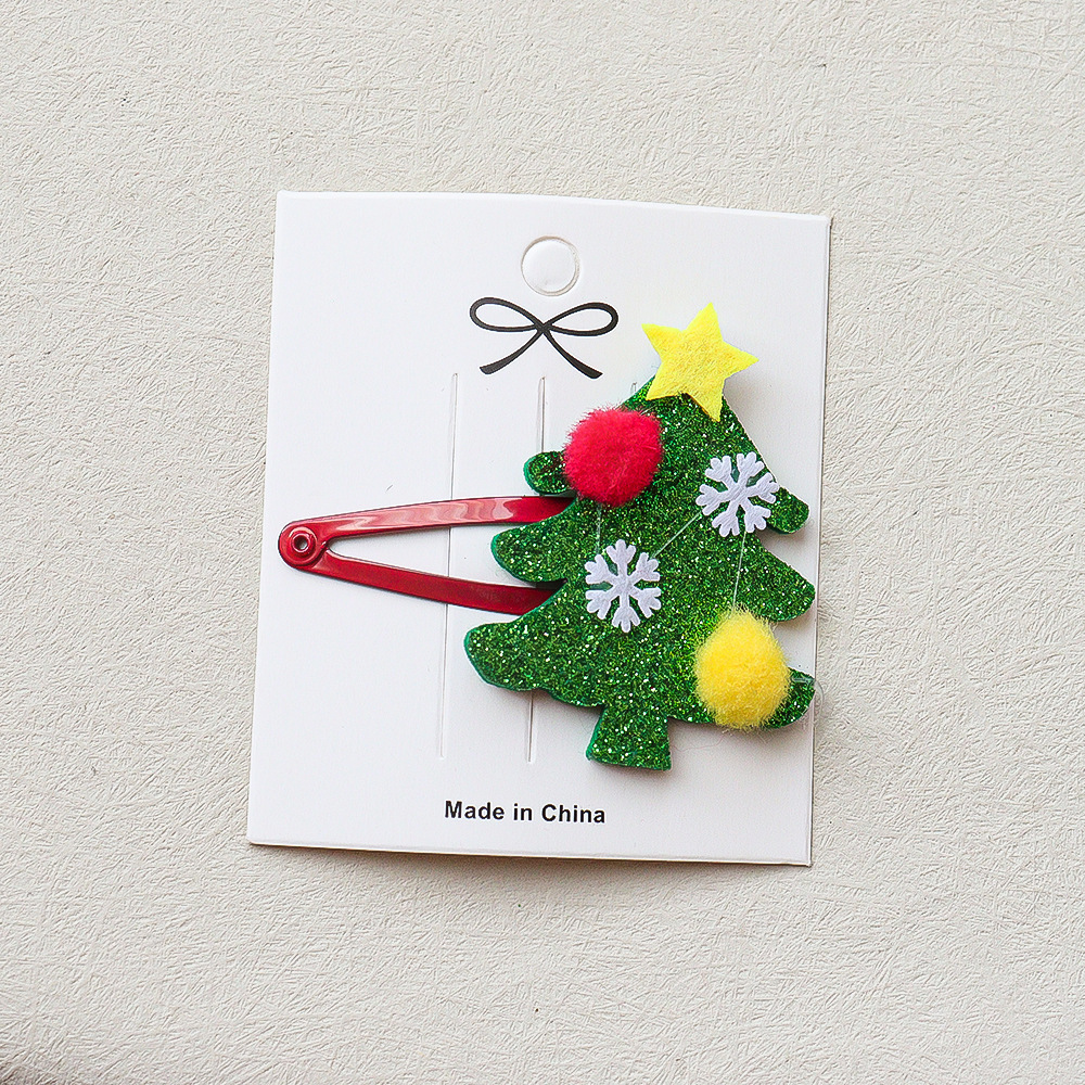 Cute Hairpin Colorful Hand Made Christmas Tree Hair Bows Hair Clips For Kids Baby Wholesale