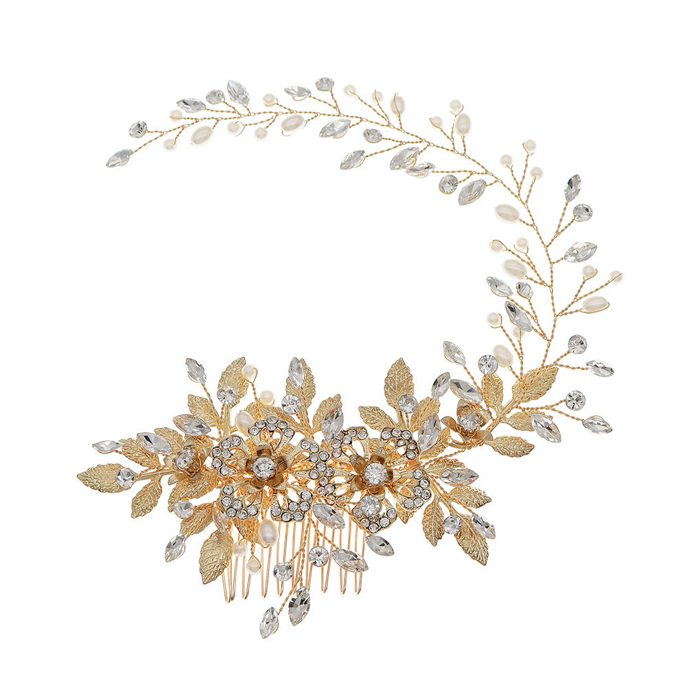 Fashion Rhinestone Bridal Wedding Headband For Women Gold Color Hair Jewelry Prom Headpiece Gifts Hair Accessories