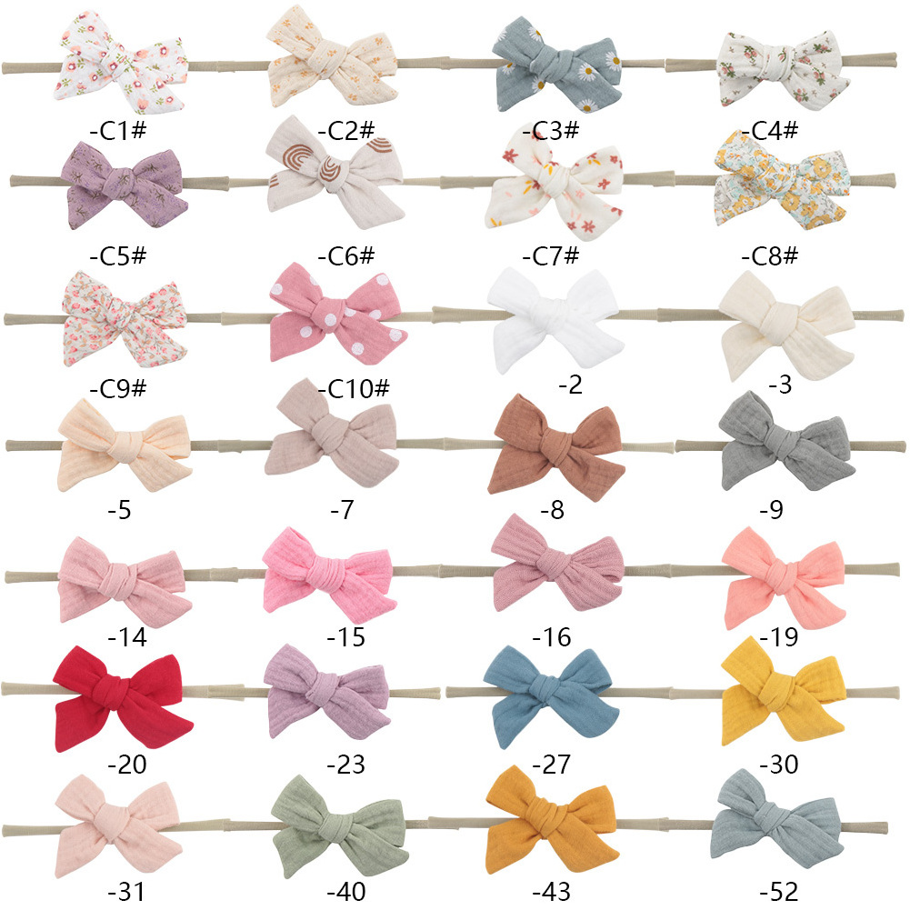 3Pcs/set Baby Headband For Girls Elastic Muslin Cotton Baby Bows Soft Nylon Kids Headwear Hair Accessories