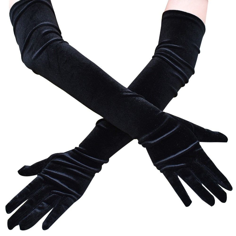 Sexy Women Velvet Party Autumn Winter Long Seamless High Elasticity Solid White Black Stocking Dress Gloves