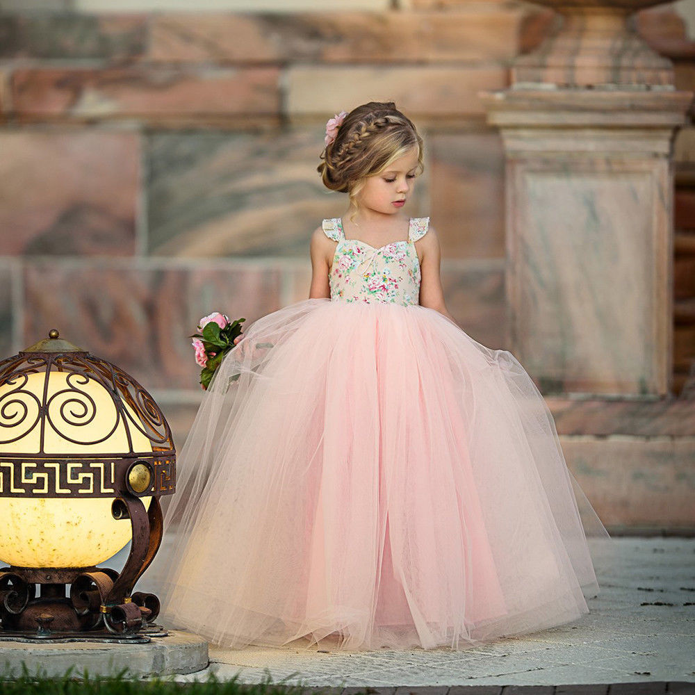 Princess Dresses for Party Wedding Kids Clothes 2021 New Easter Flower Girl Dresses Smocking Pink Floral Cake Dress