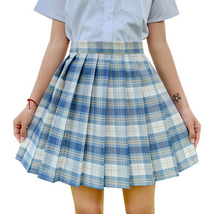 Multi-Color 2021 Japan Style Sexy Women's Pleated Mini Skirt Fashion High Waist Plaid Print School Uniform A-Line Short Skirt