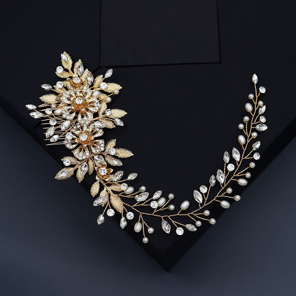 Fashion Rhinestone Bridal Wedding Headband For Women Gold Color Hair Jewelry Prom Headpiece Gifts Hair Accessories