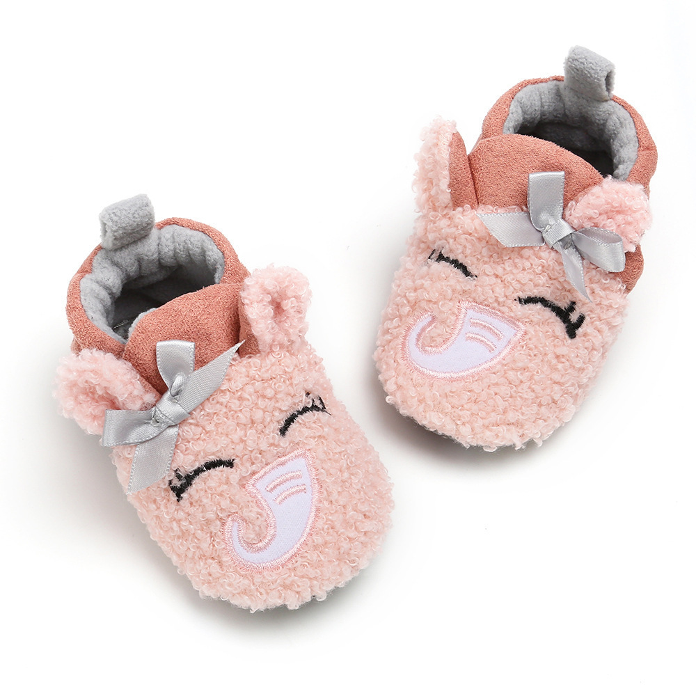 2021 Brand New Toddler Newborn Baby Crawling Shoes Boy Girl Lamb Slippers Prewalker Trainers Fur Winter Animal Ears Toddler