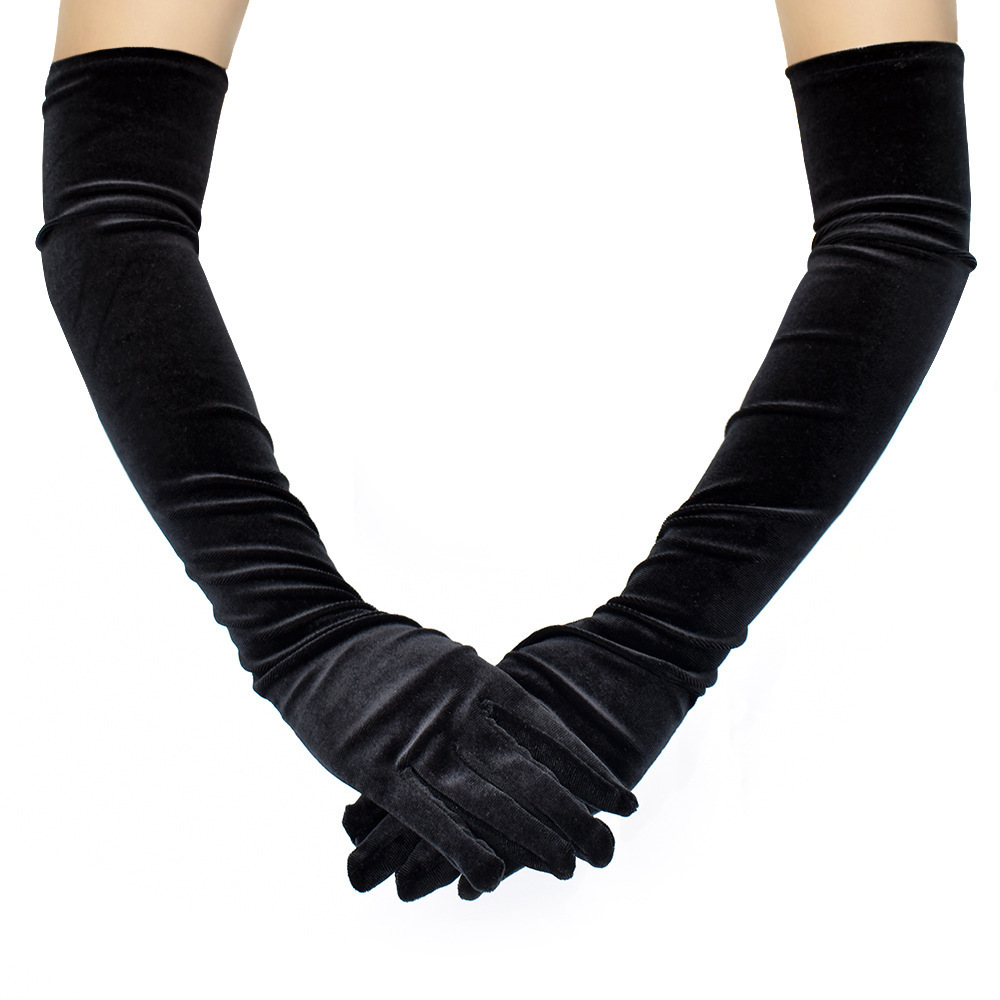 Sexy Women Velvet Party Autumn Winter Long Seamless High Elasticity Solid White Black Stocking Dress Gloves