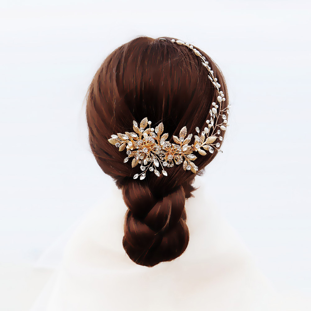 Fashion Rhinestone Bridal Wedding Headband For Women Gold Color Hair Jewelry Prom Headpiece Gifts Hair Accessories