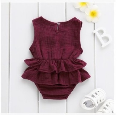 2021 New Style Solid Newborn Kid Baby Girl Clothes Sleeveless Romper Tutu Dress 1PC Sunsuit Outfit