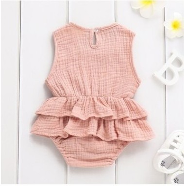 2021 New Style Solid Newborn Kid Baby Girl Clothes Sleeveless Romper Tutu Dress 1PC Sunsuit Outfit