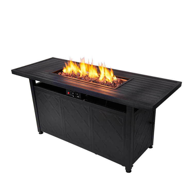 Patio 57 Inch 50,000 BTU Outdoor Rectangle Firepit Table Propane Gas Fire Pit