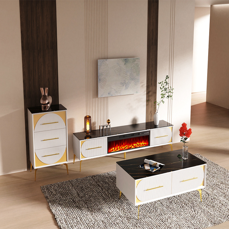 Living Room Furniture Wooden TV Cabinet Home Decor Electric Fireplace TV Stand