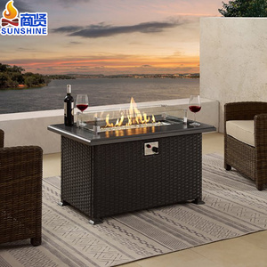 Patio Garden Rectangle 50,000 BTU Propane Fire Table Outdoor Gas Fire Pit with Lava Rock