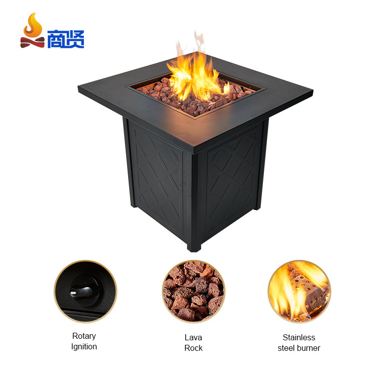 Garden Propane Fire Pit Table 28 Inch Square Gas Fire Table for Outside, 50,000 BTU Outdoor Fire Pits Patio Deck Garden Backyard