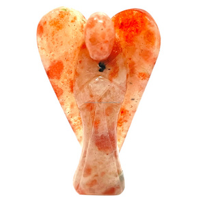 Wholesale Sunstone Crystal Angel Natural Hand Carved Figurine Angel Guardian Angel Healing Stone Decorative Stone For Souvenir