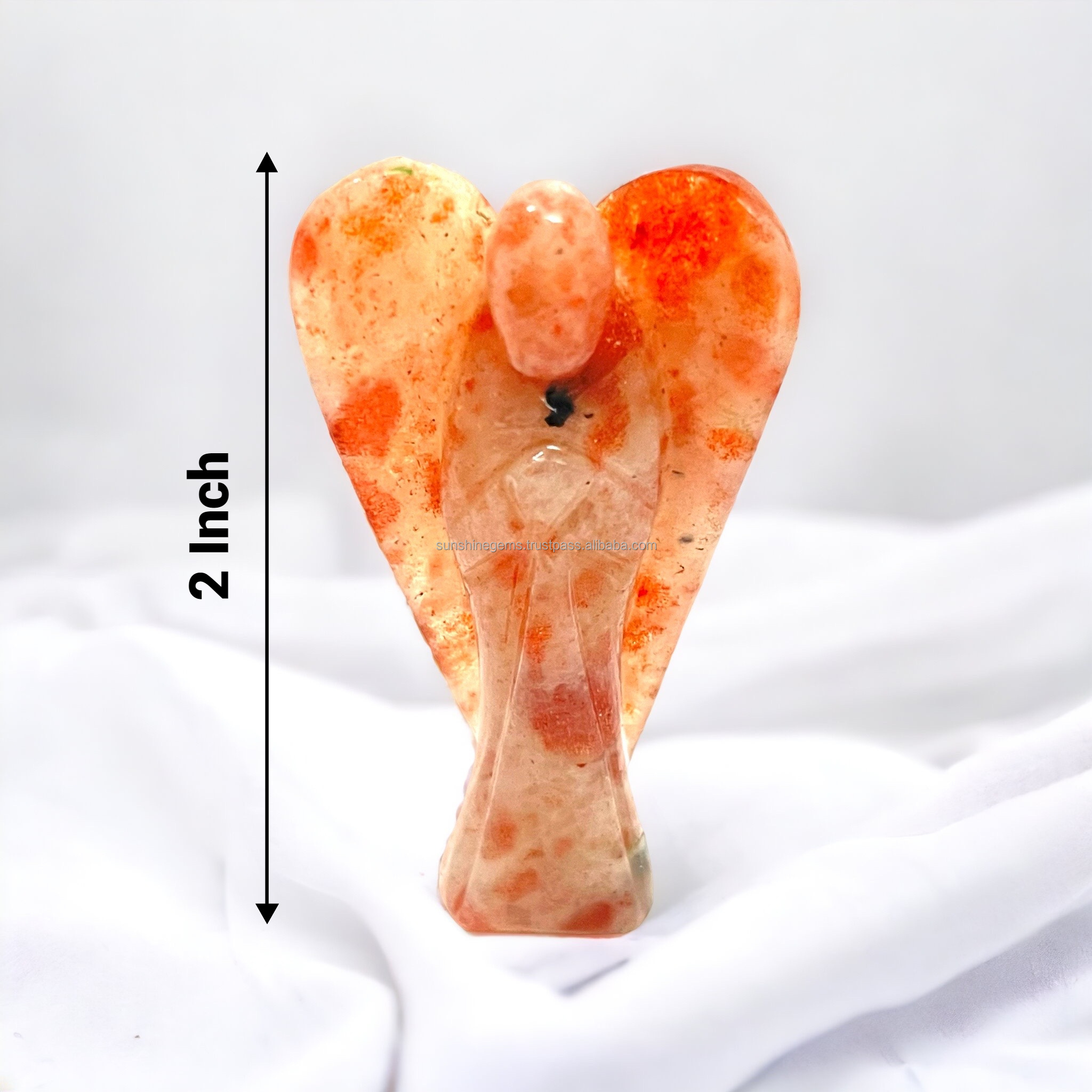 Wholesale Sunstone Crystal Angel Natural Hand Carved Figurine Angel Guardian Angel Healing Stone Decorative Stone For Souvenir