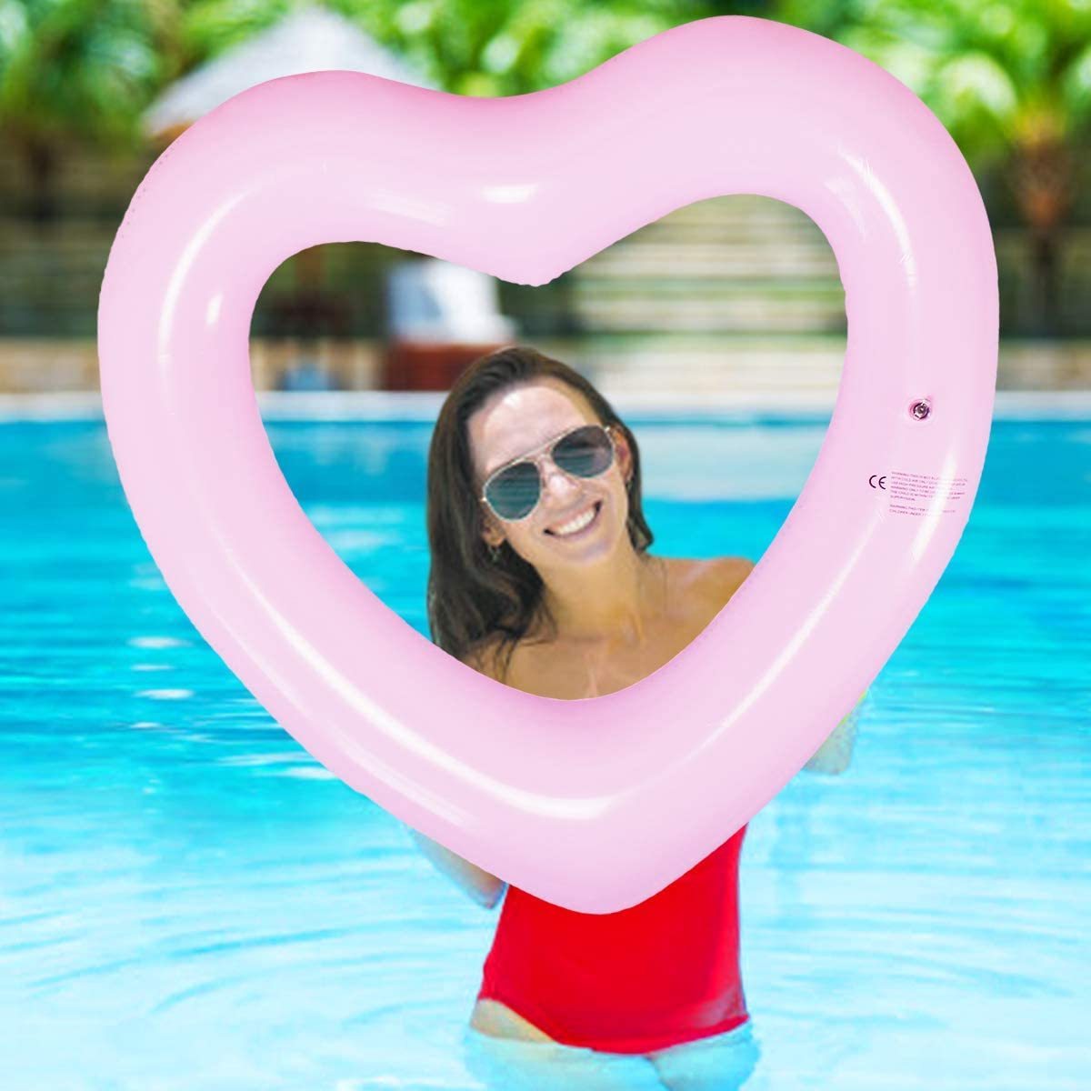 Adults Heart Shaped Inflatable Float Swimming Aids Pool Swim Ring Floating Boat Summer Beach Lounger Toys