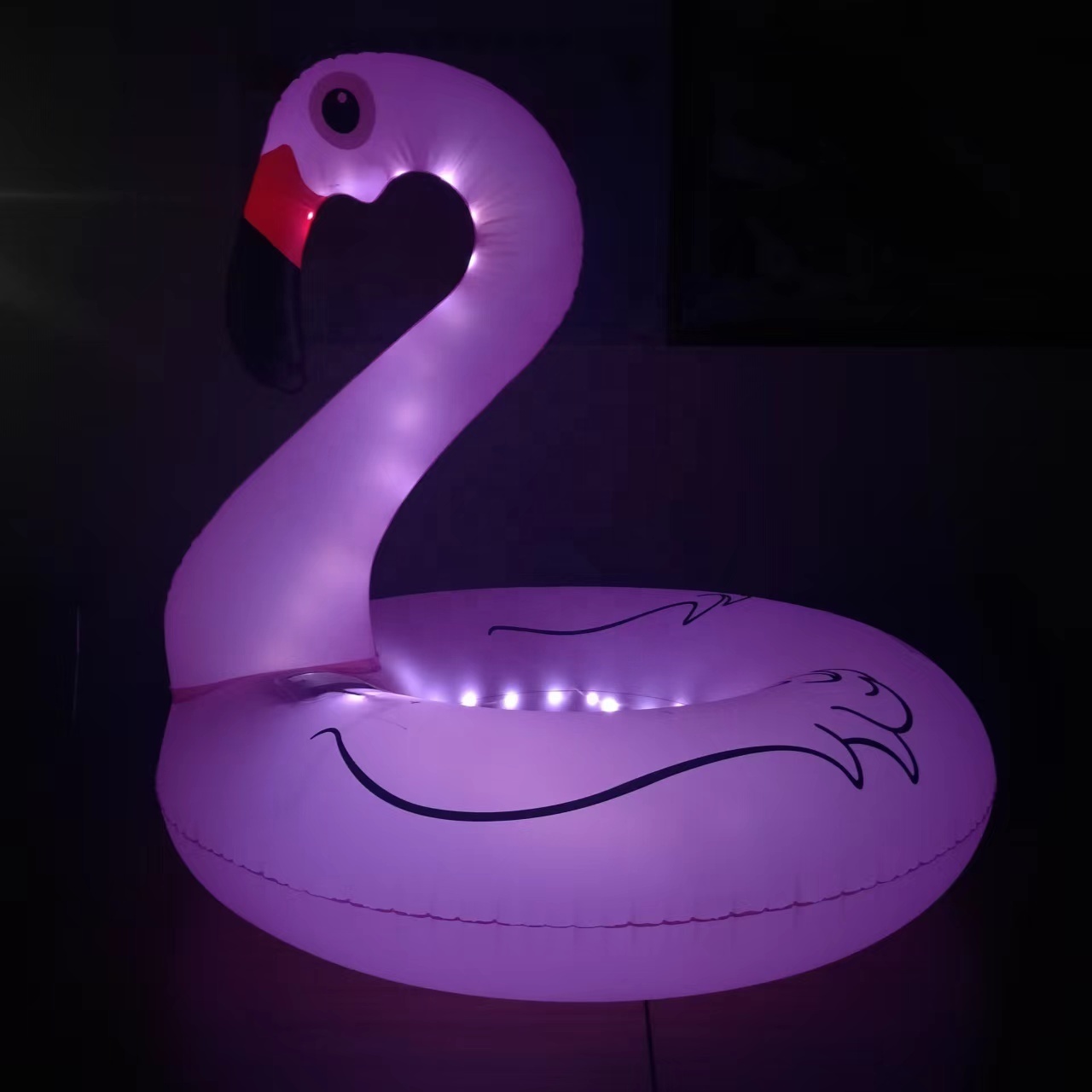 Inflatable Flamingo Pool Floats with Lights Solar Powered Lake Beach Float Swimming Rings Summer Pool Raft Lounger