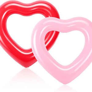 Adults Heart Shaped Inflatable Float Swimming Aids Pool Swim Ring Floating Boat Summer Beach Lounger Toys