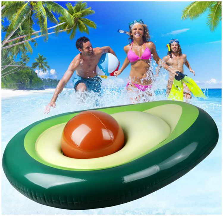 Huge Inflatable Avocado Pool Float  with Ball Water Fun Large Blow Up Summer Beach Toys Floating Bed Loungers for Adults