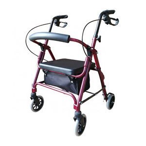 RO508 Mobility Aid Walker Rollator Elderly 4-leg Standing Walker Frame Rollator Walker With Seat For Adults