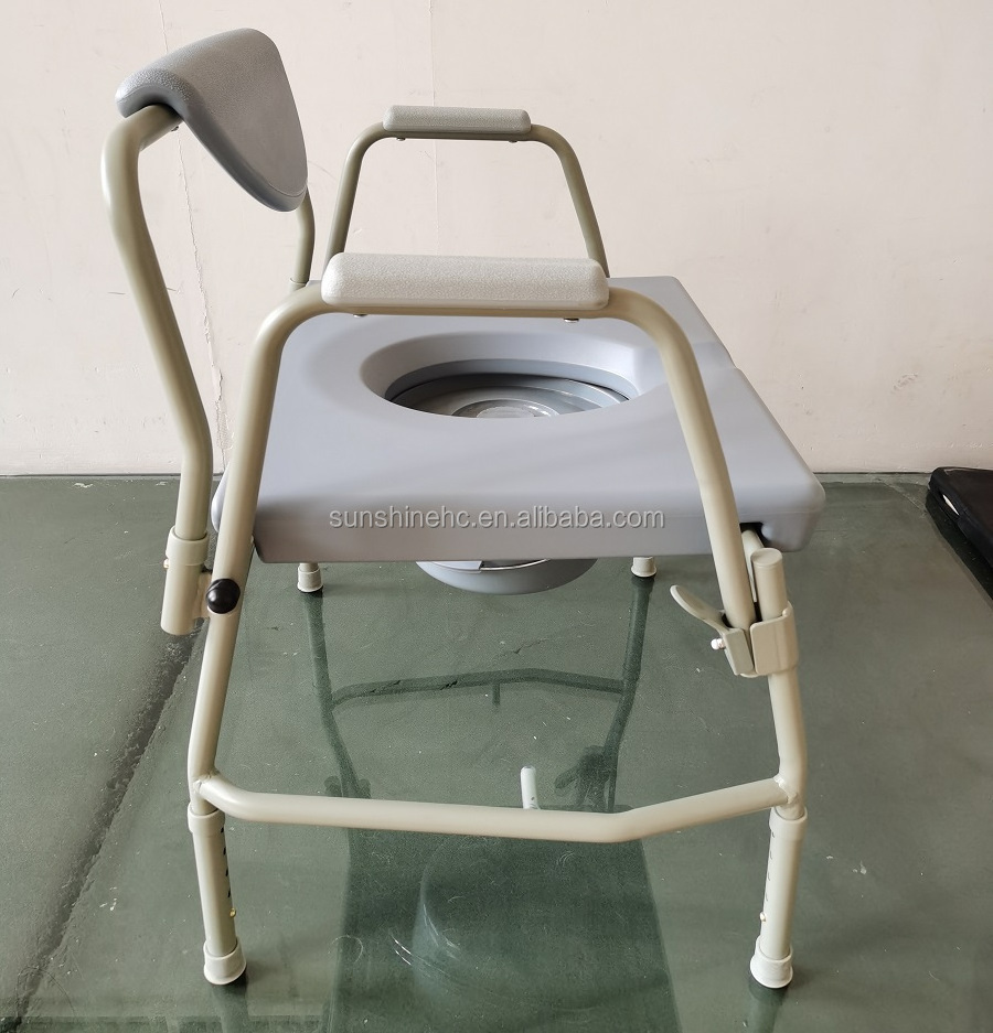 Heavy Duty Commode Chair Steel Bariatric Toilet Chair Bathroom Bedroom Bedside Commode Elderly Disabled People BA390