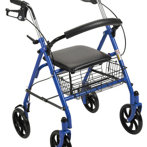 RO512 Lightweight Aluminum Mobility Seat Walker Basic Steel Folding Rollator Walker with Seat