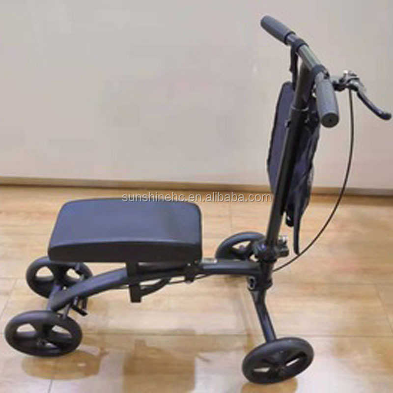 Foldable Knee Scooter Knee Cycle Leg Walker Crutch Alternative Medical Steerable Knee Walker with Basket WA221