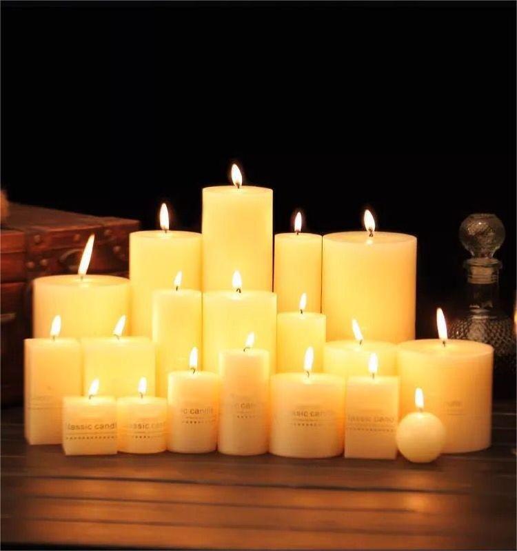 Flickering Smokeless Ivory White Smooth Surface Cylindrical Big Large Pillar Votive Candles for Tabletop Decor