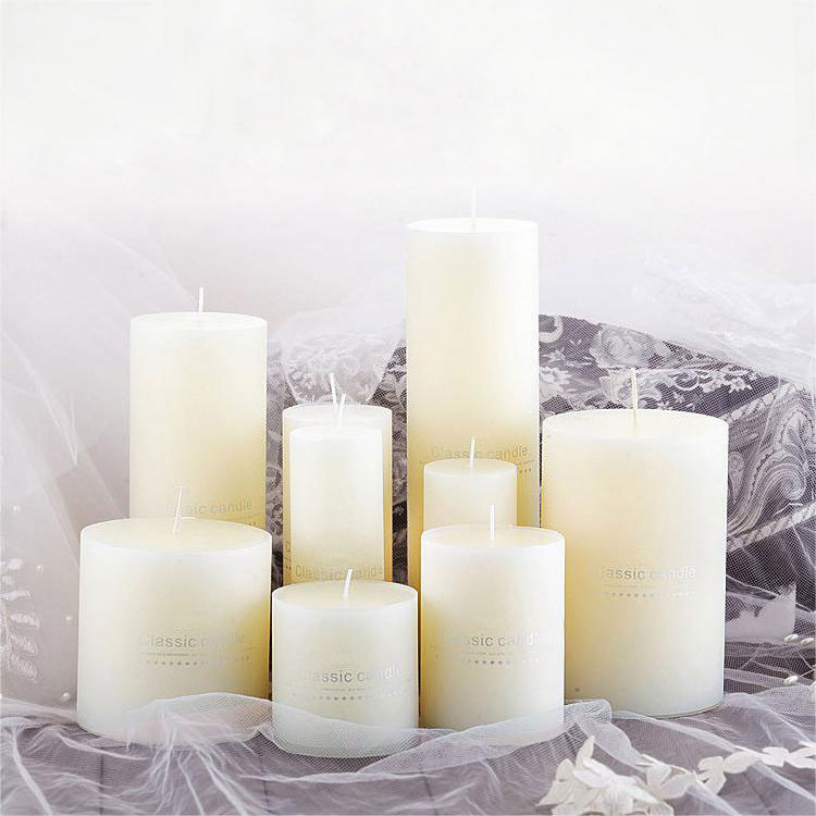 Flickering Smokeless Ivory White Smooth Surface Cylindrical Big Large Pillar Votive Candles for Tabletop Decor