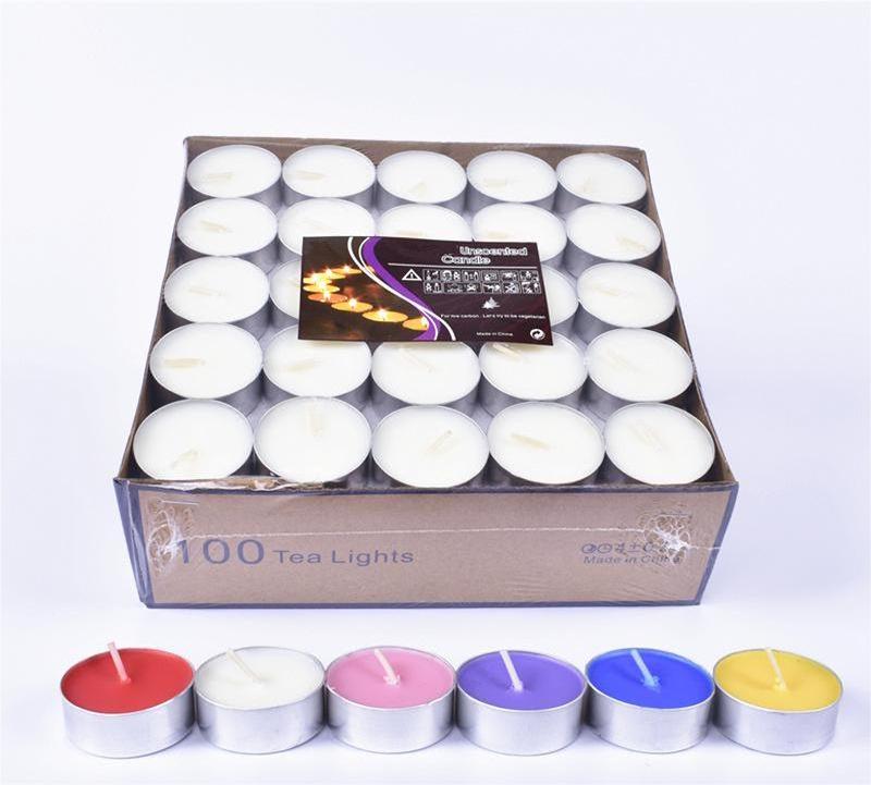 Wholesale Round Tea Lights Candles Home Lights 100 PCS 4 Hours Unscented Tea Light Candles