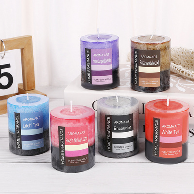 Handmade Vintage Luxury Candle Scented Soy Wax Blend Smokeless Pillar Candles for Wedding Church