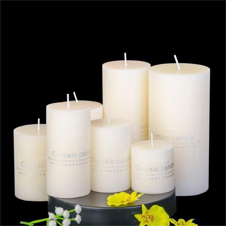 Flickering Smokeless Ivory White Smooth Surface Cylindrical Big Large Pillar Votive Candles for Tabletop Decor