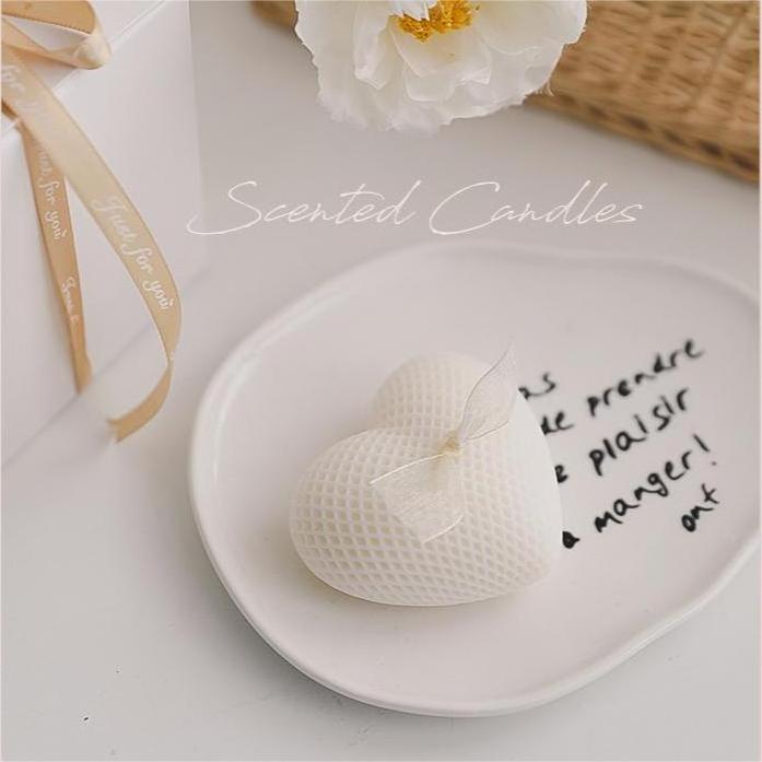 Reasonable Price Valentine Wedding Gift Scented Soy Wax Puff Pink Small Heart Candle for Mothers Day Novelty Gifts