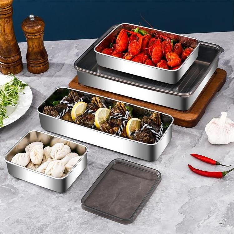 Hot Selling Deepened 304 Stainless Steel Bacon Refrigerator Storage Box Food Storage & Container