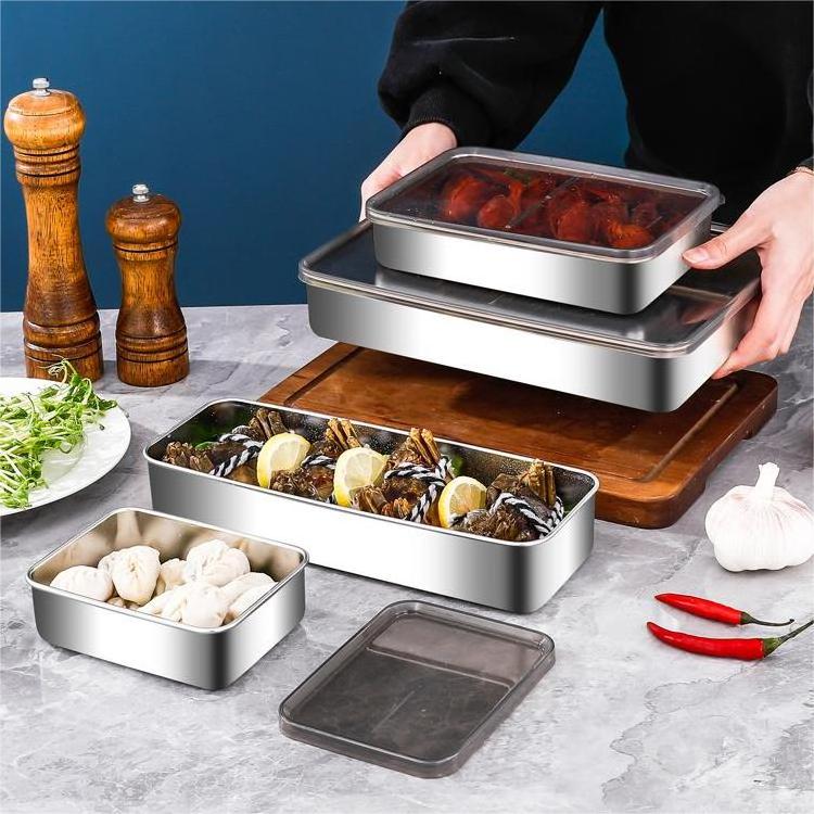 Hot Selling Deepened 304 Stainless Steel Bacon Refrigerator Storage Box Food Storage & Container